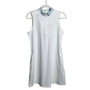 Tommy Bahama Golf White Printed Stand Collar Dress Size M Shorts included NWT